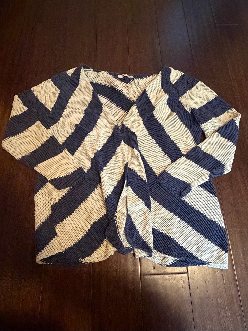 Vintage Old Navy Navy and Cream Striped Cardigan